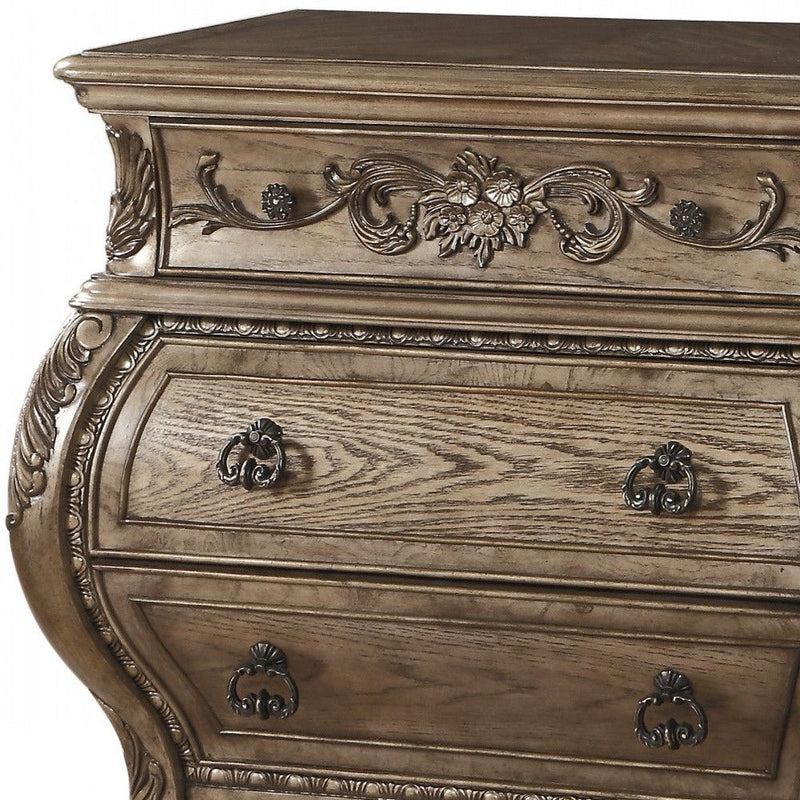 Novelty Three Drawers Solid Wood Nightstand - Champagne