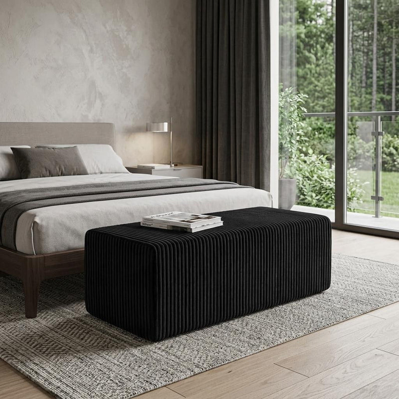 Corduroy Ottoman - Black