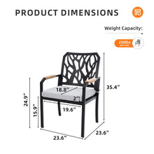 Load image into Gallery viewer, Outdoor Patio Stationary Dining Chairs With Outdoor Grade Sunbrella Cushions, Branch Like Backrest (Set of 2) - Bourbon Brown
