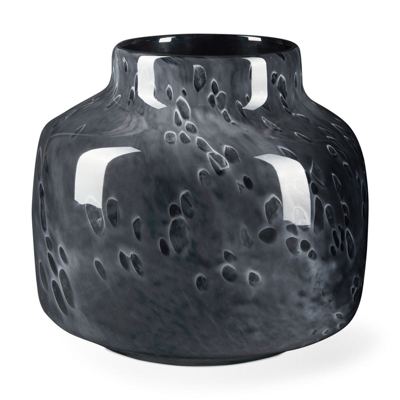 Mottled Round Table Vase - Black