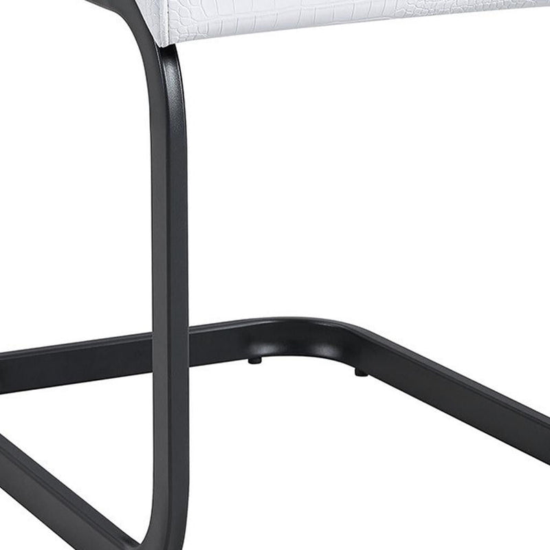 Faux Leather Metal Dining Side Chairs (Set of 4) - White / Black