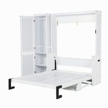 Load image into Gallery viewer, Queen Size Murphy Bed With Wardrobe, Space-Saving Hidden Wall Bed With Desk And Charging Station - White
