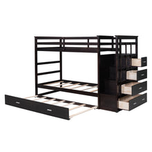 Load image into Gallery viewer, Twin Over Twin Bunk Bed with Trundle and Staircase,Espresso(OLD SKU:LT000068AAP)
