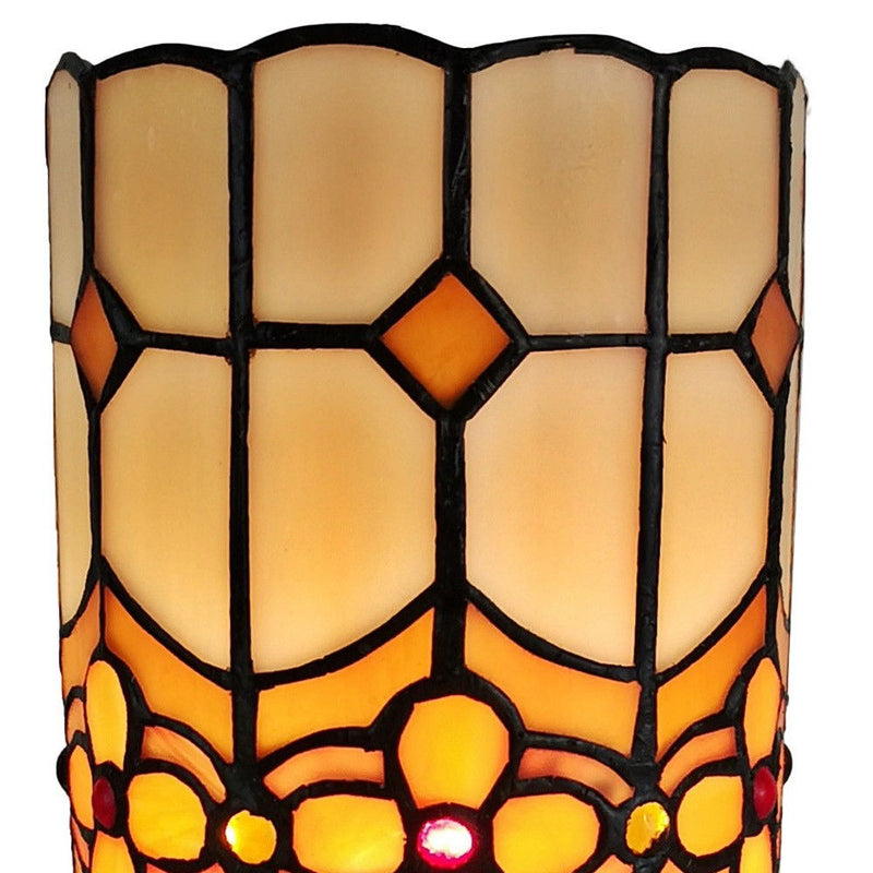 Mosaic Tile Stained Glass Accent Lamp - Brown And Beige