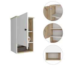 Load image into Gallery viewer, Wall Mounted Cabinet With Three Shelves - Light Oak And White
