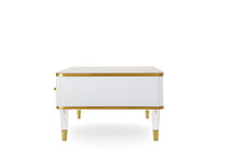 Load image into Gallery viewer, Gold And Faux Stone Rectangular Coffee Table With Drawer - White
