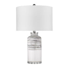 Load image into Gallery viewer, Ceramic Column Lamp With White Drum Shade - Black And White
