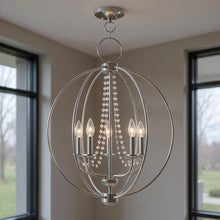 Load image into Gallery viewer, 28" Five Light Dimmable Chandelier With Shades - Silver
