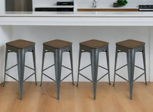 Load image into Gallery viewer, Steel Backless Bar Height Bar Chairs (Set of 4) - Brown And Gunmetal
