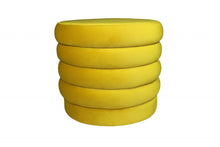 Load image into Gallery viewer, Velvet Tufted Round Cocktail Ottoman - Yellow

