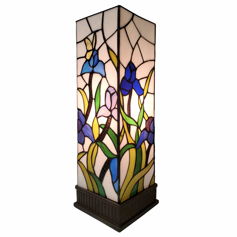 Tiffany Style Floral Base Table Lamp - Dark Brown