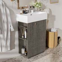 Load image into Gallery viewer, Bathroom Vanity With Sink, Freestanding Wood Grain Cabinet With Storage
