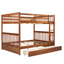 Load image into Gallery viewer, Full-Over-Full Bunk Bed with Ladders and Two Storage Drawers (Walnut)(OLD SKU:LT000365AAD)
