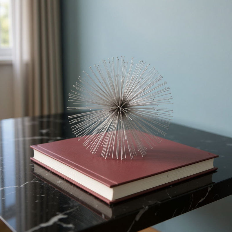 Decorative Urchin Spiky Sphere Tabletop Sculpture - Silver