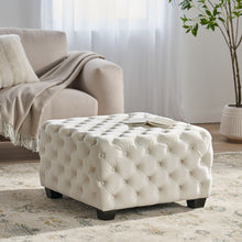 Load image into Gallery viewer, Modern Glam Ottoman With Velvet Upholstery And Button Tufted Design - Ivory
