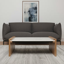 Load image into Gallery viewer, 48" Solid Wood And Genuine Marble Coffee Table - Natural And White
