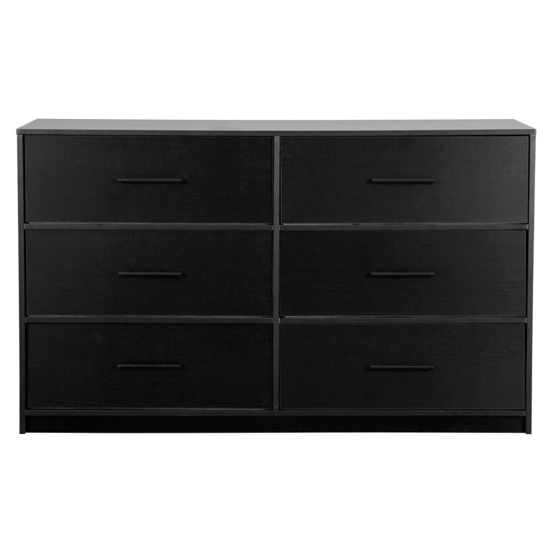 Wood Six Drawer Dresser - Black