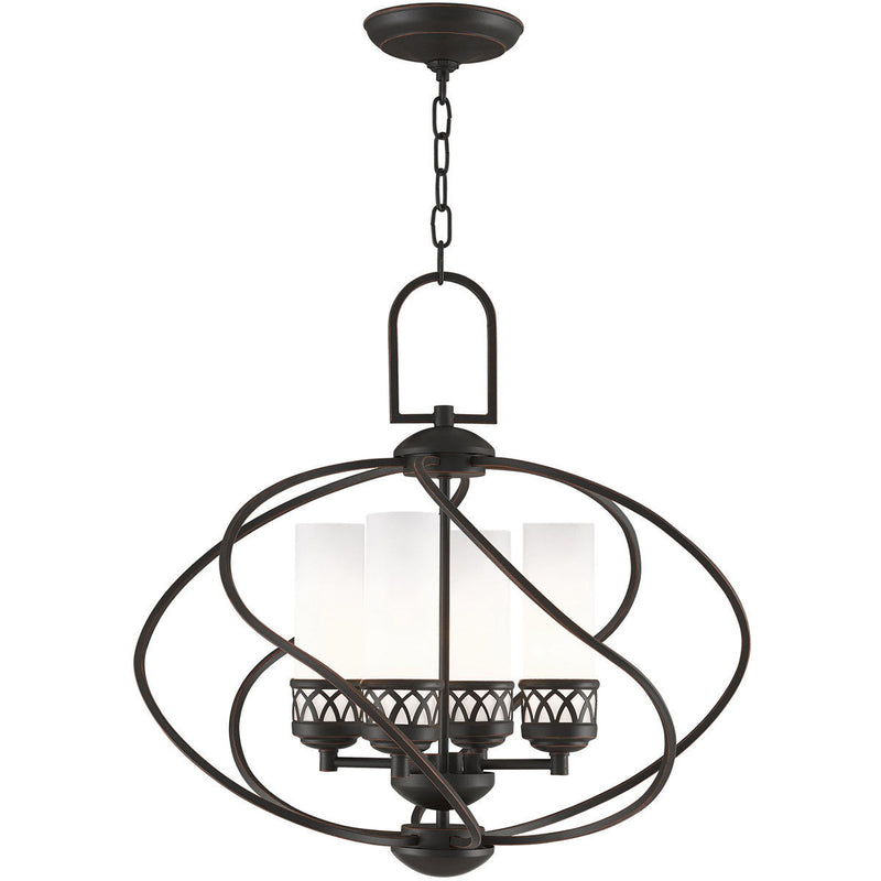 21" Four Light Dimmable Chandelier With Shades - Bronze