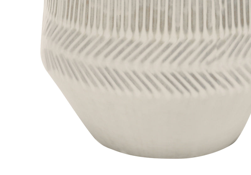 Ceramic Geometric Table Lamp With Cream Drum Shade - Ivory