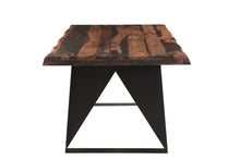 Load image into Gallery viewer, 80" Solid Wood And Metal Sled Base Dining Table - Dark Brown
