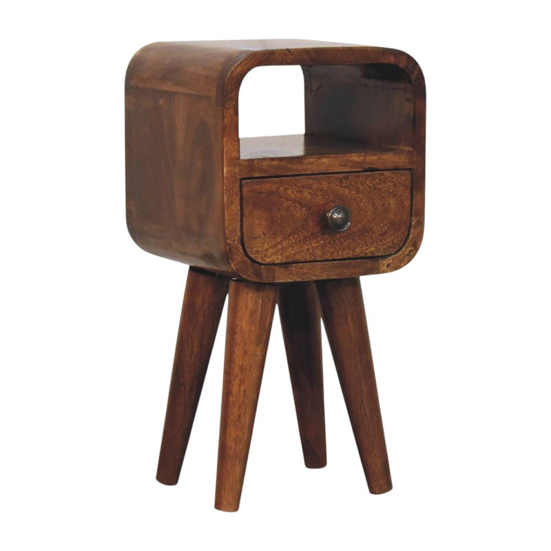 16" Solid Wood Oval One Drawer Nightstand - Chestnut