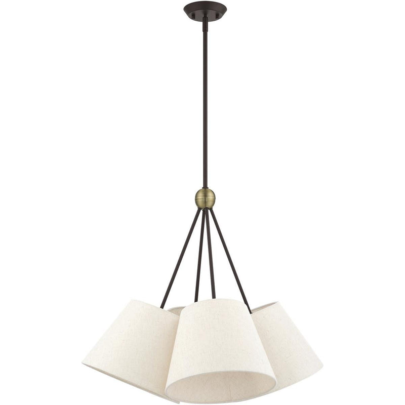 26" Four Light Dimmable Chandelier With Shades - Bronze