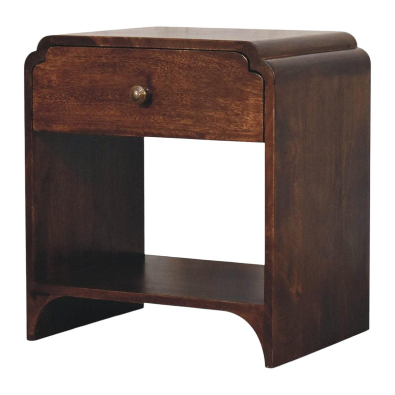 20" Solid Wood Round One Drawer Nightstand - Walnut