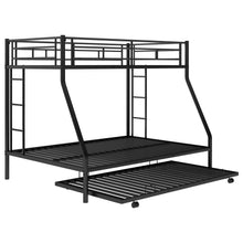 Load image into Gallery viewer, Twin over Full Bed with Sturdy Steel Frame, Bunk Bed with Twin Size Trundle, Two-Side Ladders, Black(OLD SKU:MF194424AAB)
