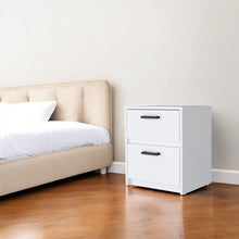 Load image into Gallery viewer, 15.7" x 12.7" x 18.6" Two Drawer Nightstand With Integrated Tech - White
