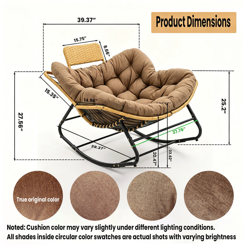Oversized Papasan Rocking Chair Outdoor With Thick Cushion