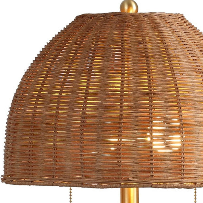 Lantern Bedside Lamp With Dome Shade - Dark Brown