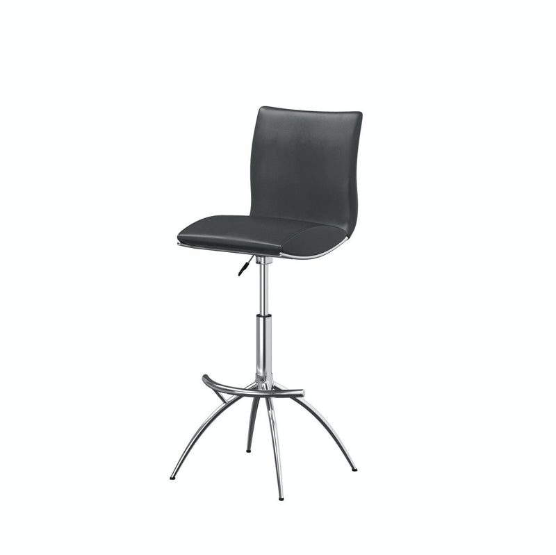 Faux Leather And Metal Low Back Adjustable Height Bar Chairs (Set of 2) - Gray And Silver