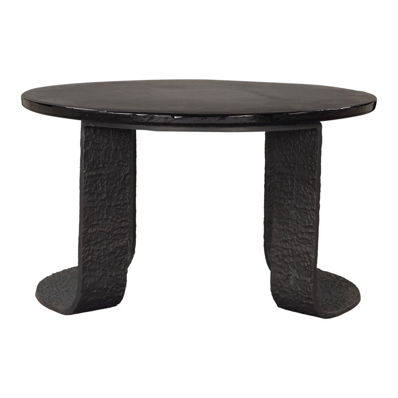 Glass Aluminum Round Pedestal Coffee Table - Black