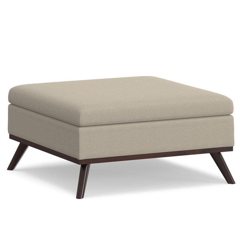 Fabric Cocktail Ottoman With Storage - Brown