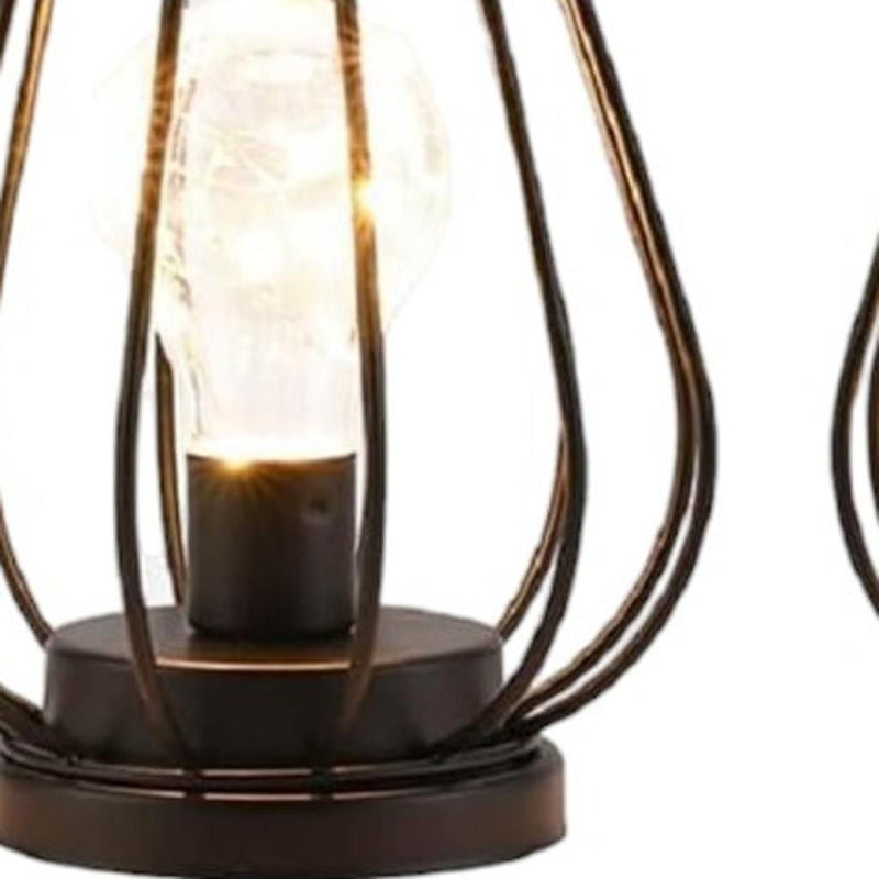 Geometric Cage Cordless Desk Lamps (Set of 2) - Black