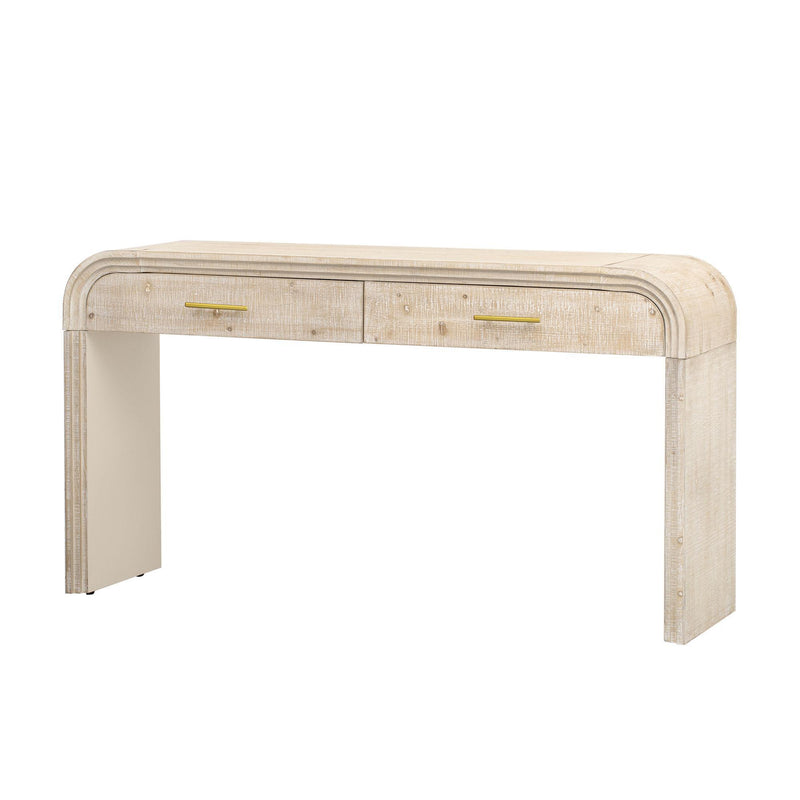Double Pedestal Console Table With Two Drawers - Natural