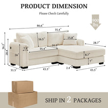 Load image into Gallery viewer, 2 Seater L Shaped Chaise Sofa With Reversible Cushion, USB - C Charging Port, Storage Pocket, Convertible Left / Right Design

