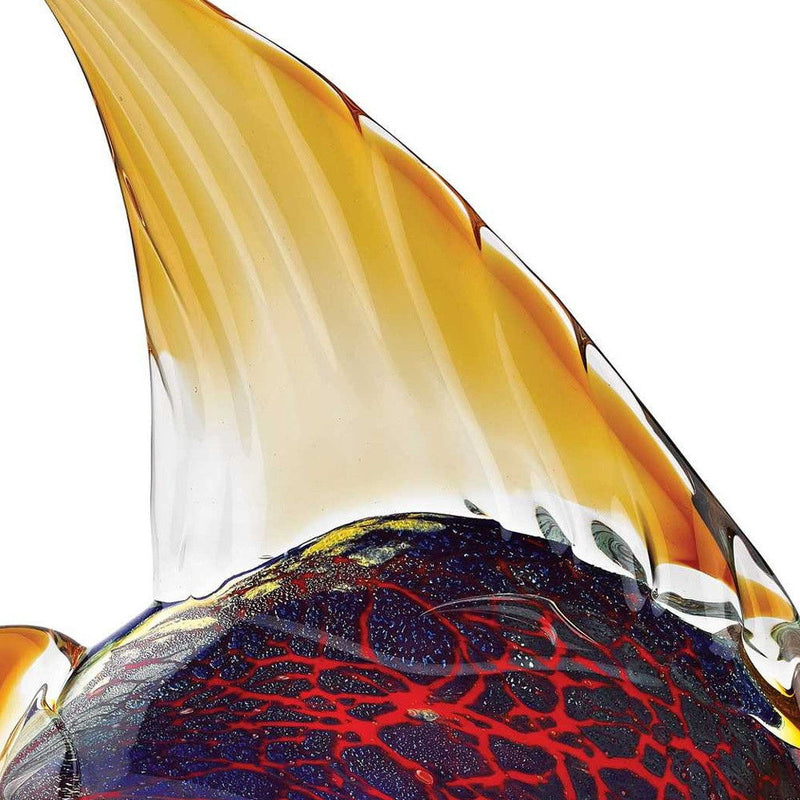 Murano Fish Figurine Tabletop Sculpture - Black / Red