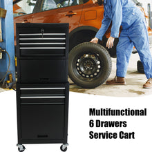 Load image into Gallery viewer, 6 Drawer Lockable Tool Cabinet On Wheels, Steel Rolling Tool Chest With Detachable Toolbox
