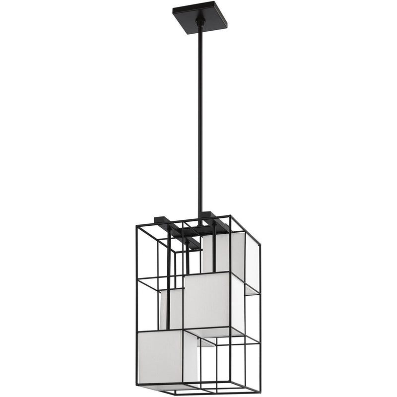 25" Four Light Dimmable Chandelier With Shades - Black