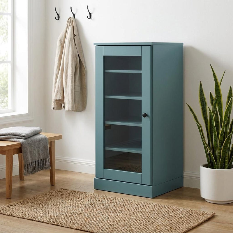 Ten Pair Solid Woodshoe Storage Cabinet (752251) - Aqua