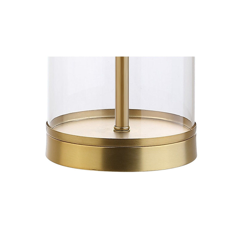 29" Table Lamp With Drum Shade - White / Clear / Gold