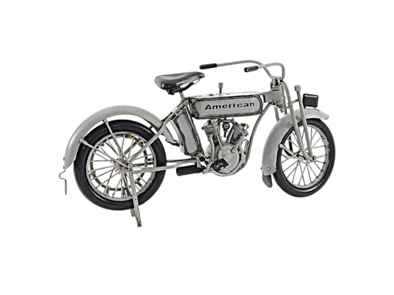 Hand Painted Model Motorcycle Tabletop Sculpture - White