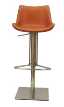 Load image into Gallery viewer, Adjustable Height Faux Leather And Stainless Steel Swivel Bar Height Bar Chair - Terra Cotta / Silver
