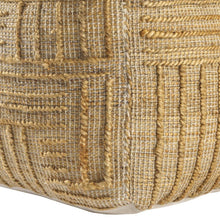 Load image into Gallery viewer, 18" Jute Blend Cube Striped Pouf Ottoman - Natural
