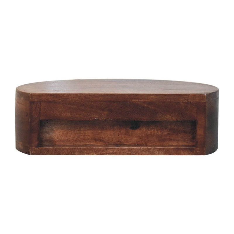 16" Solid Wood One Drawer Half Moon Floating Nightstand - Brown