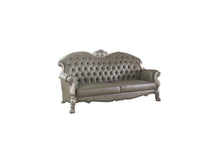 Load image into Gallery viewer, 47" Faux Leather Sofa And Toss Pillows With White Legs - Bone
