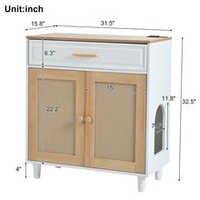 Load image into Gallery viewer, Pet Friendly Furniture Style Cat Litter Box House With Sisal Scratching Door And Charging Socket - Beige / White

