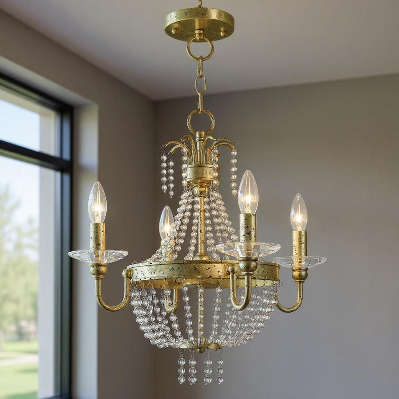 20" Four Light Dimmable Chandelier With Shades - Gold