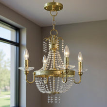 Load image into Gallery viewer, 20" Four Light Dimmable Chandelier With Shades - Gold
